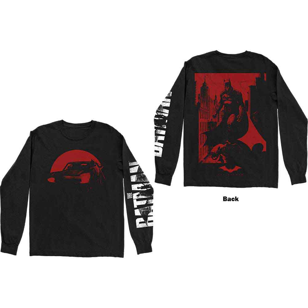 DC COMICS - THE BATMAN RED CAR & FIGURE - Long Sleeve T-Shirt Black