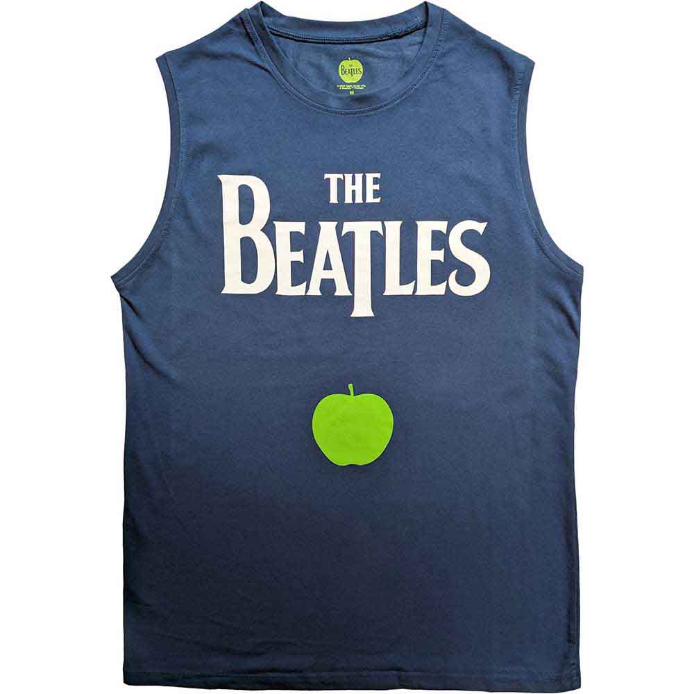THE BEATLES - DROP T LOGO & APPLE - Tank T-Shirt Blue