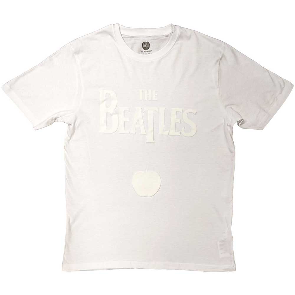 THE BEATLES - DROP T LOGO & APPLE WHITE-ON-WHITE - T-Shirt White