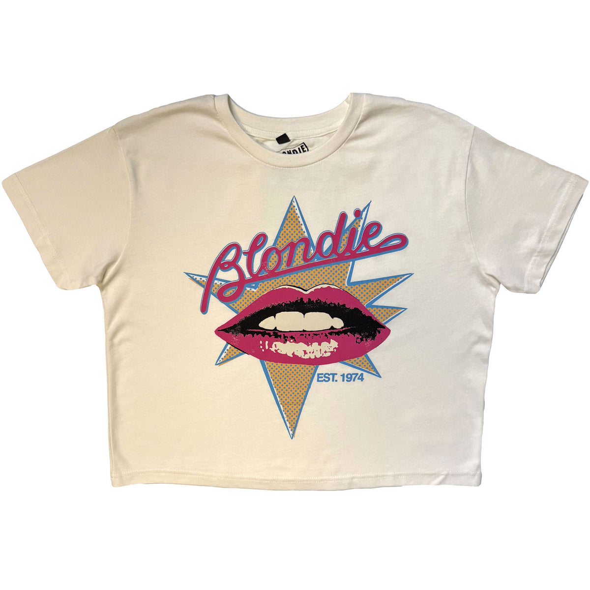 BLONDIE - LIPS - Ladies Crop Top White