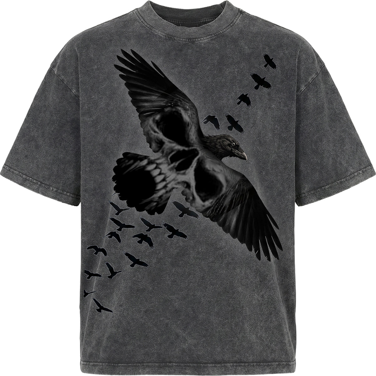 ACID CROW - Box T-Shirt Acid Wash Charcoal