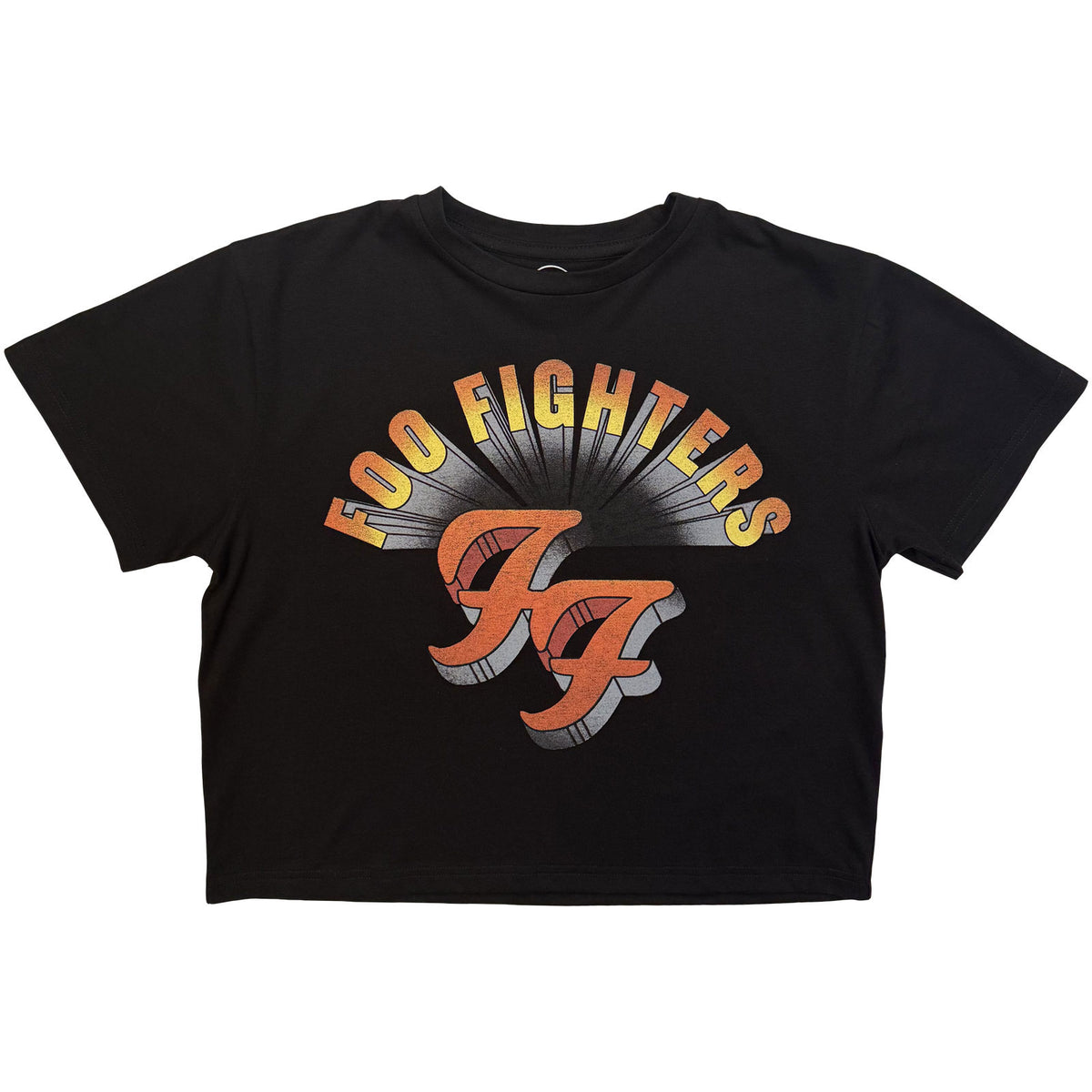 FOO FIGHTERS - RETRO ROCK EMBLEM - Ladies Crop Top Black