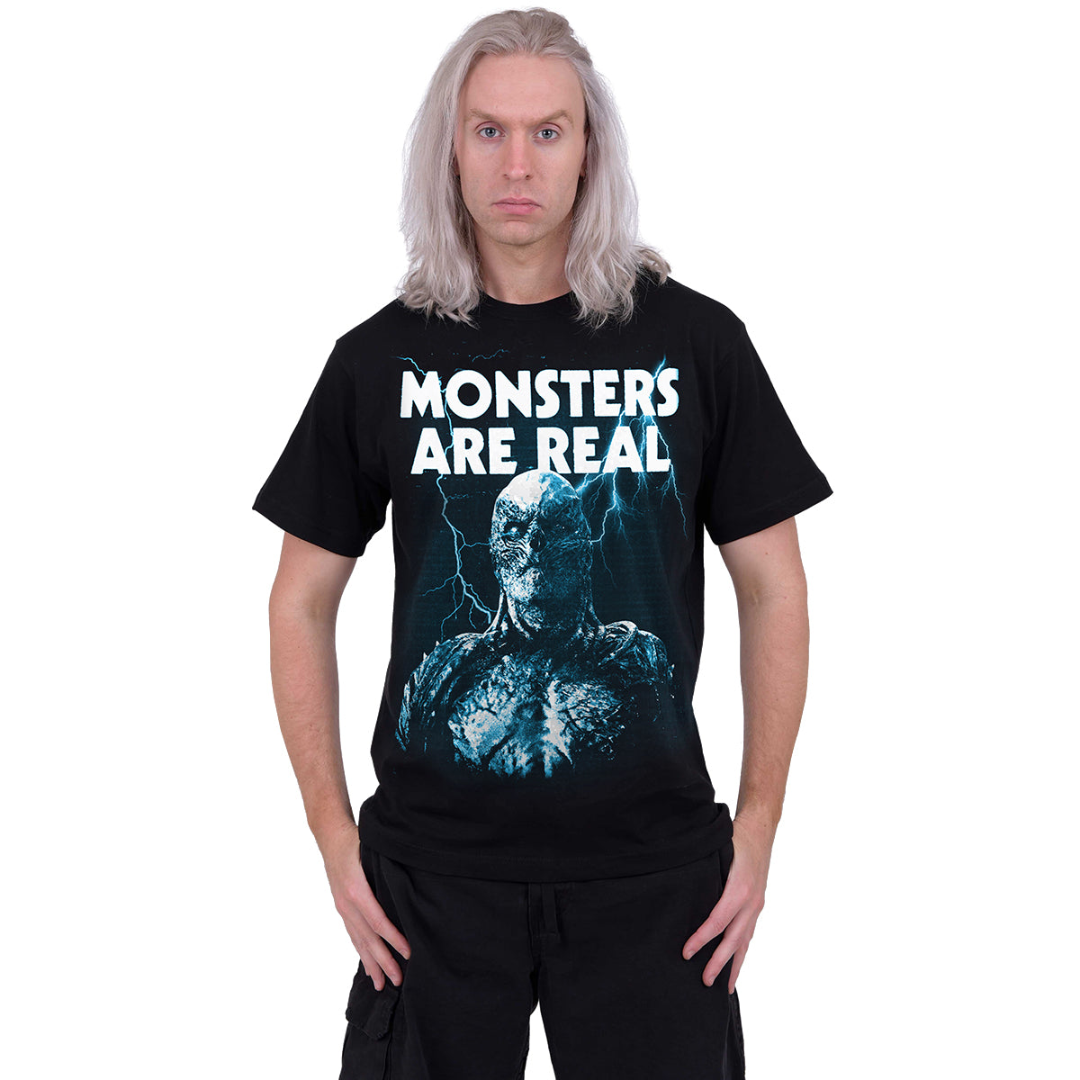 MONSTERS ARE REAL - Maglietta con stampa frontale nera