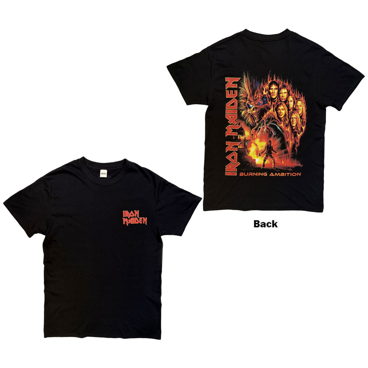 IRON MAIDEN - BURNING AMBITION POCKET LOGO - T-Shirt Black