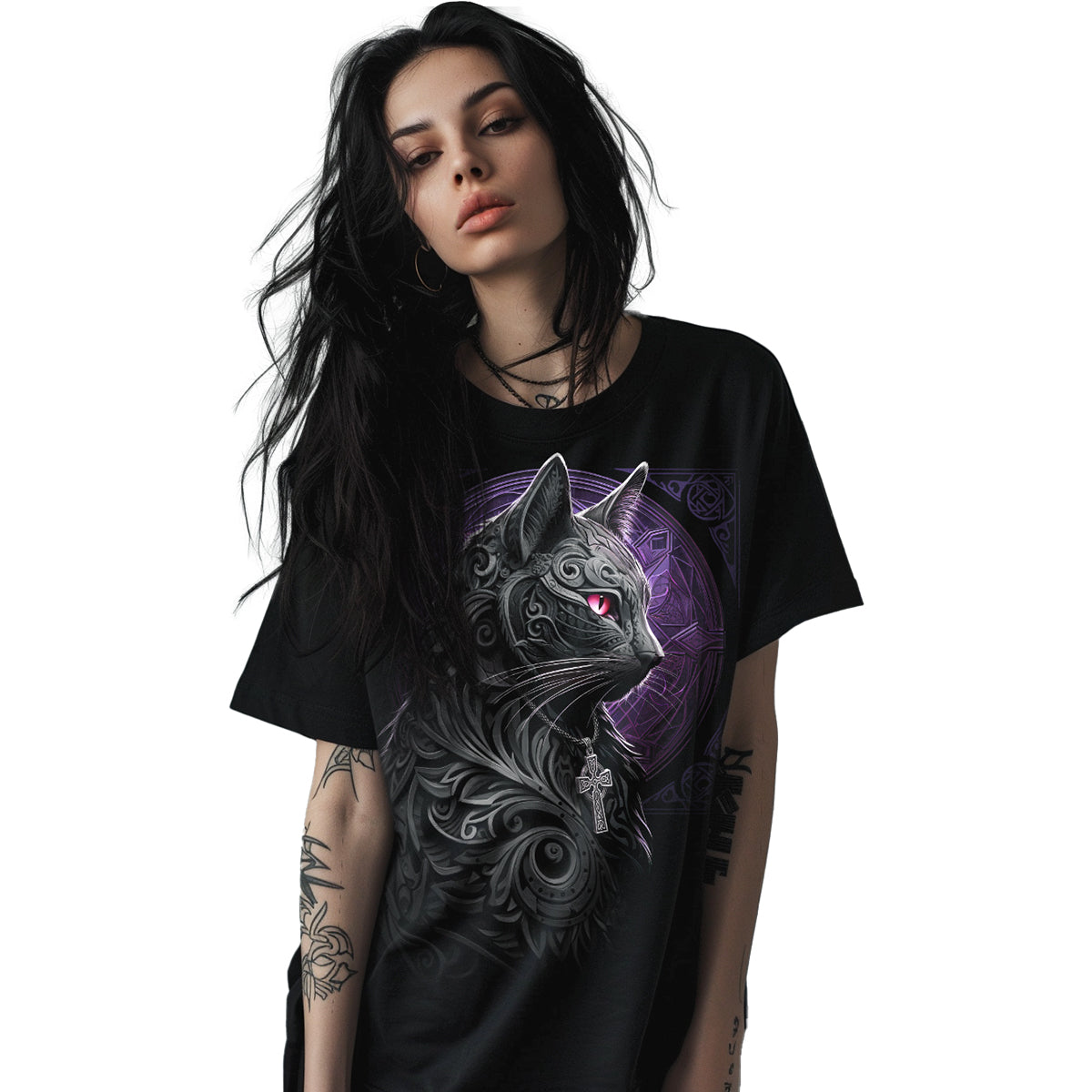 Celtic Whiskers - T -shirt a stampa frontale nera