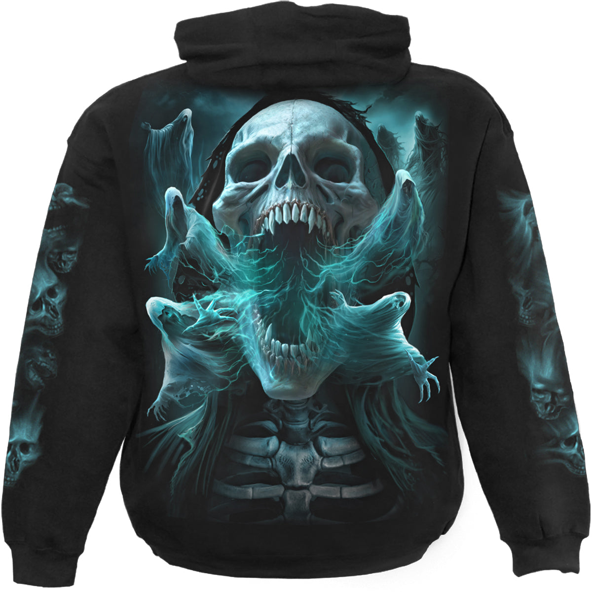 GHOST SKULL - Felpa con cappuccio nera