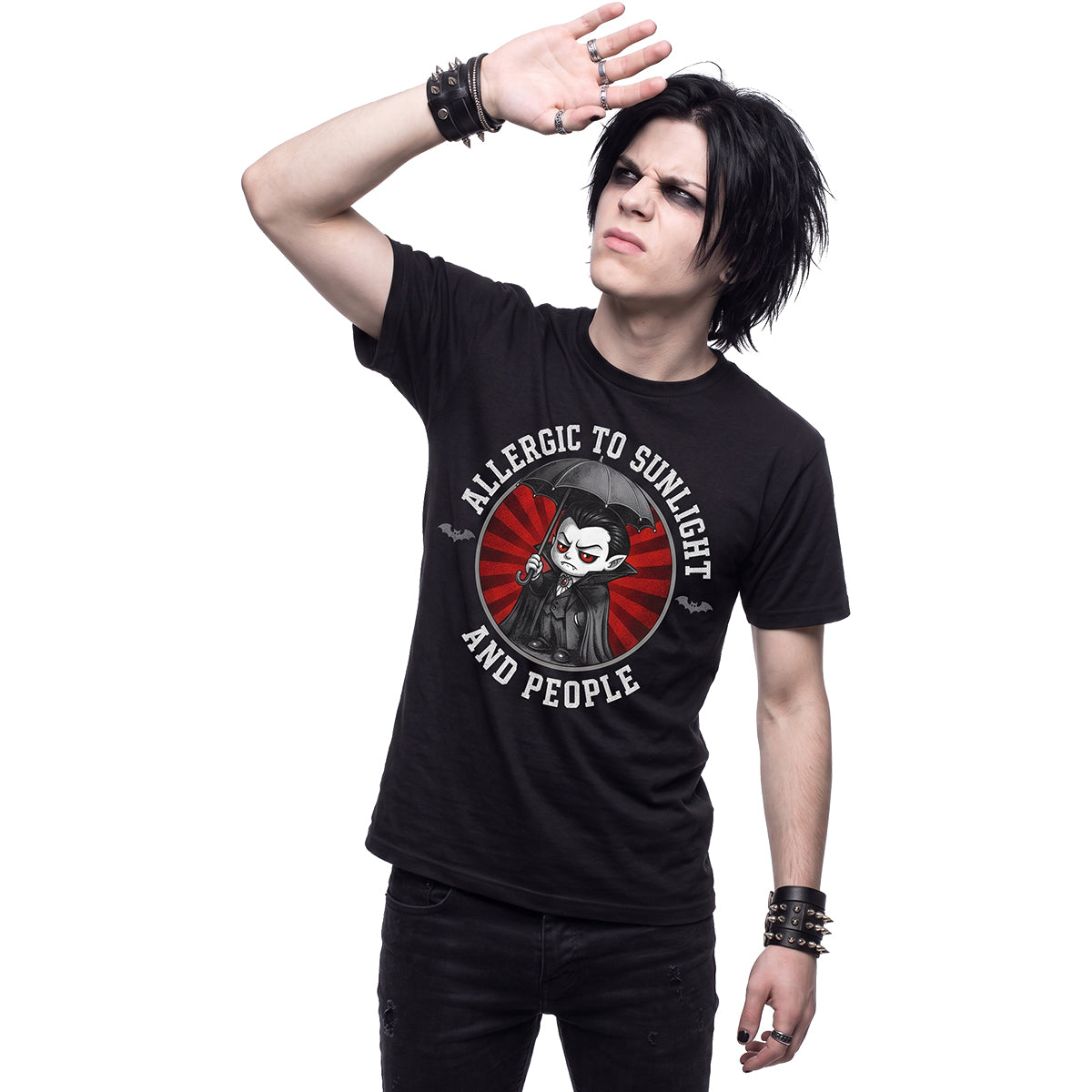 ALLERGIES - Front Print T-Shirt Black