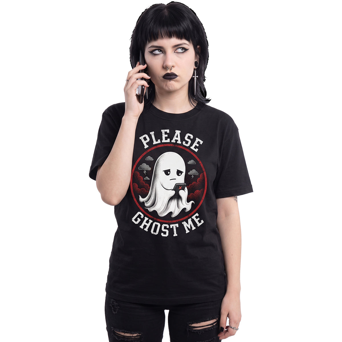 GHOST ME - Front Print T-Shirt Black