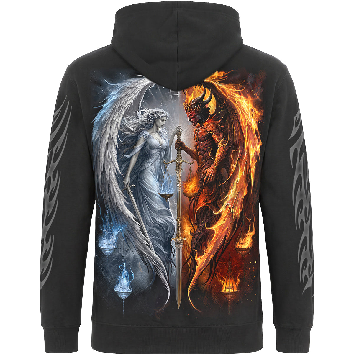 ANGEL & DEMON - Felpa con cappuccio nera