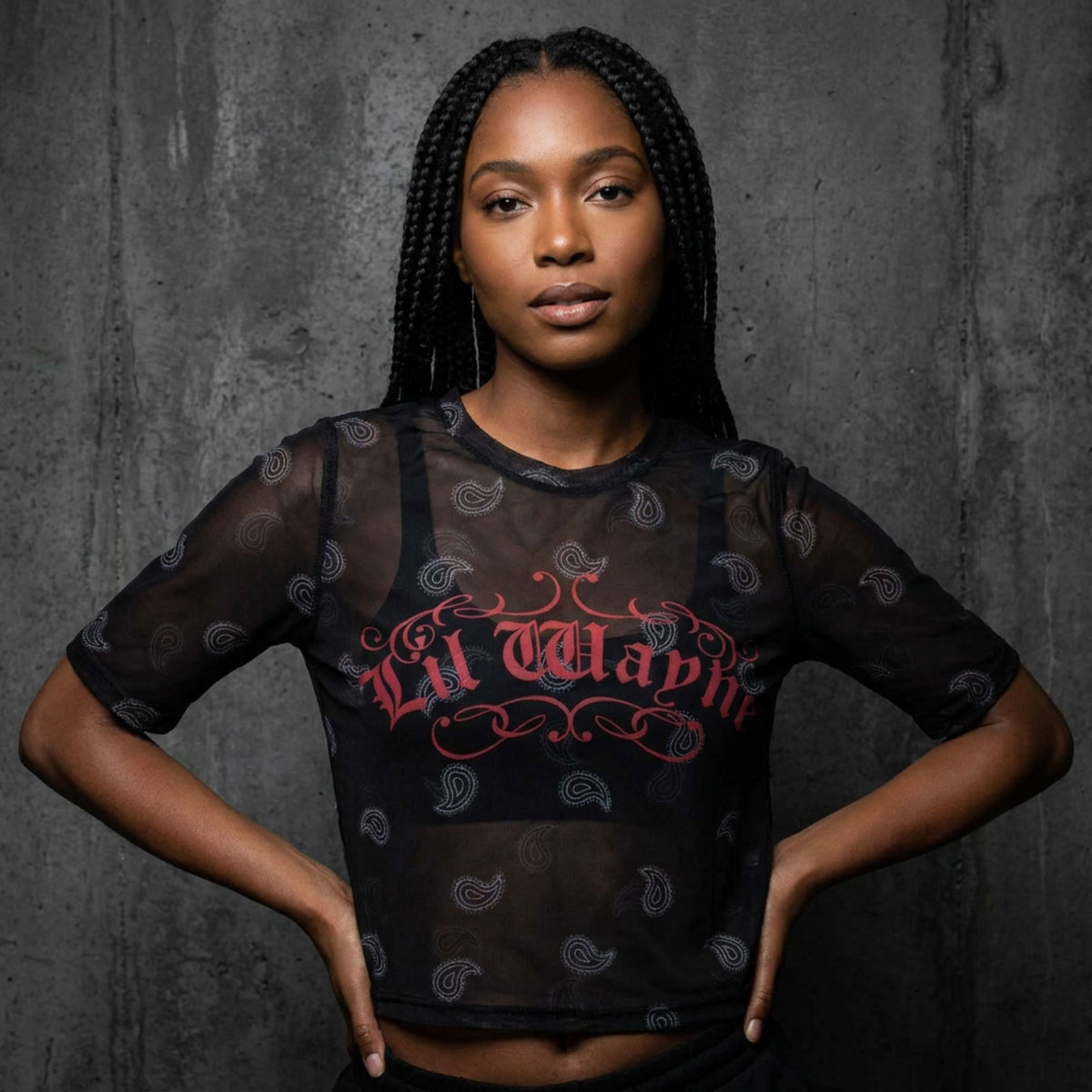 LIL WAYNE - SCRIPT LOGO - Ladies Crop Top Black
