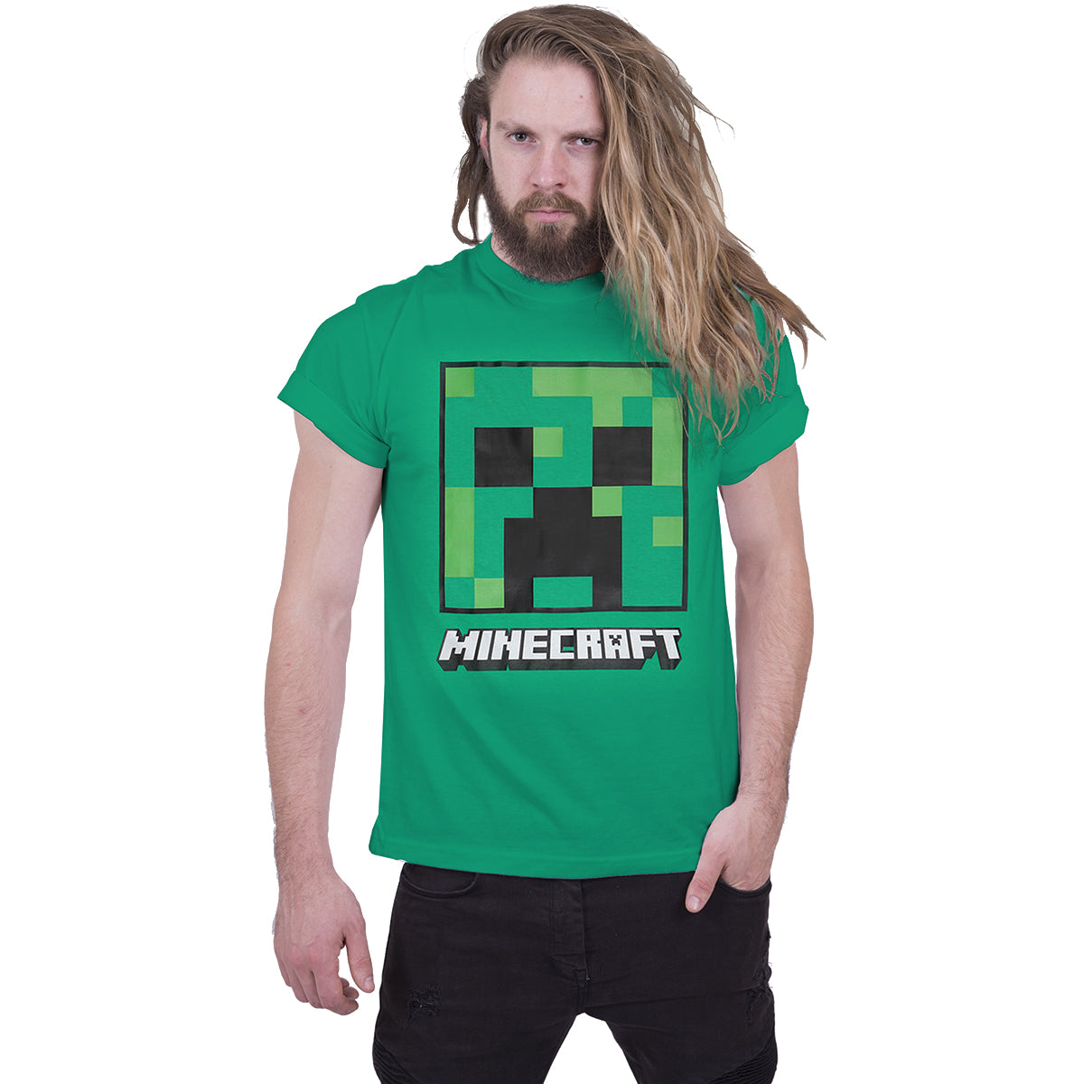 MINECRAFT - CREEPER FACE - Maglietta Olive