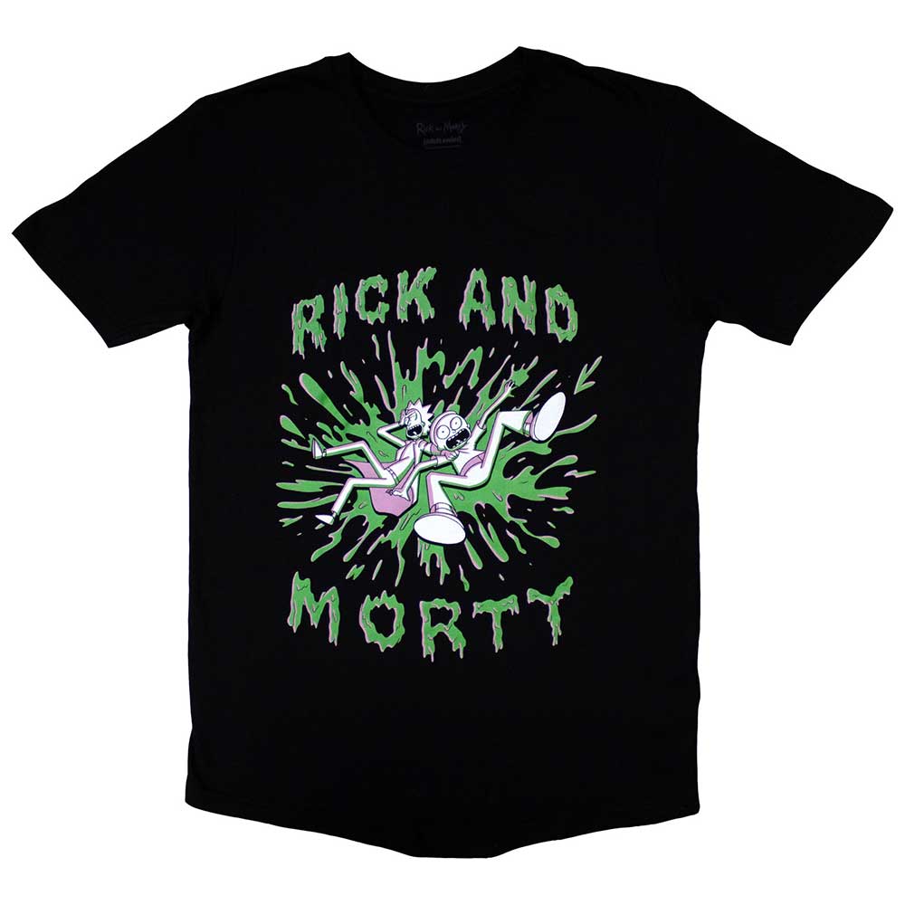 RICK & MORTY - GREEN SPLAT - T-Shirt Black