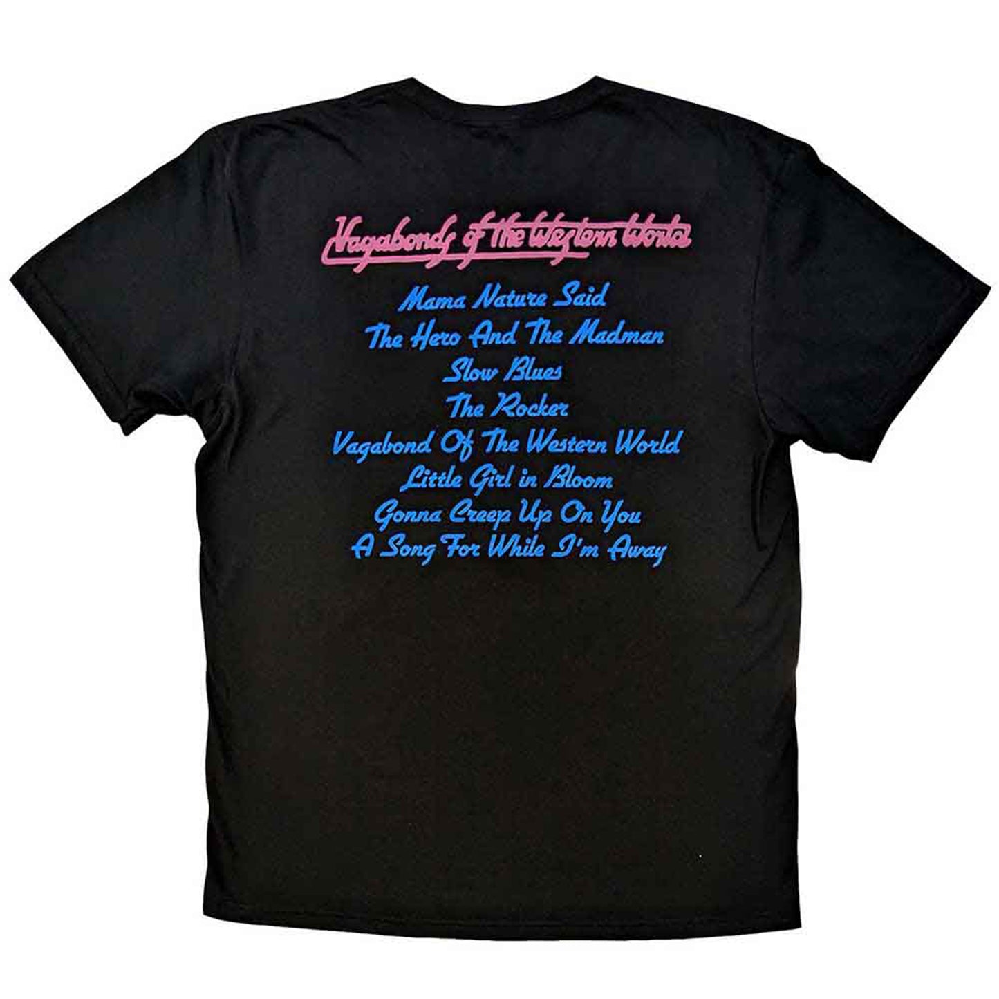 THIN LIZZY - VAGABONDS OF THE WESTERN WORLD TRACKLIST - T-Shirt Black (Back Print)