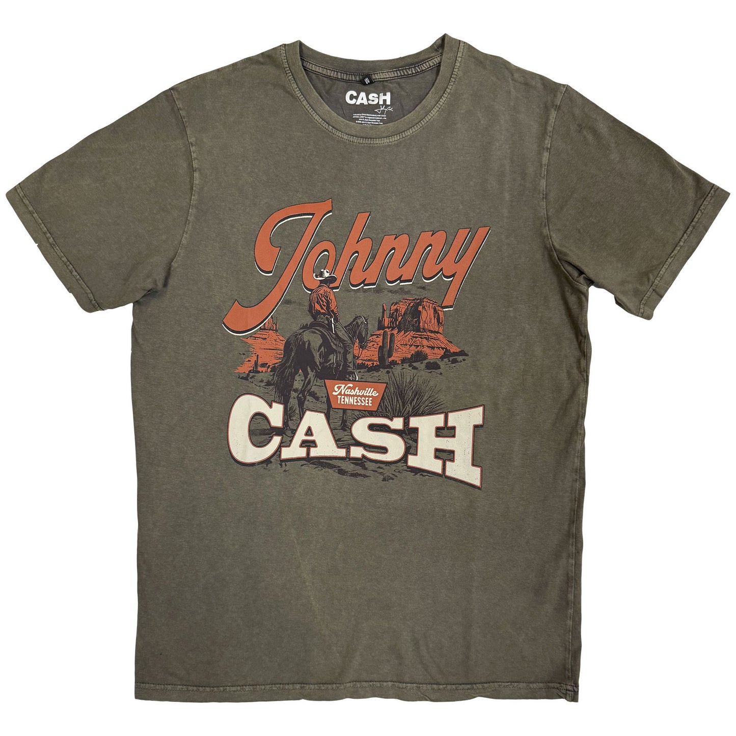 JOHNNY CASH - DESERT COWBOY - Maglietta Stone Wash Verde