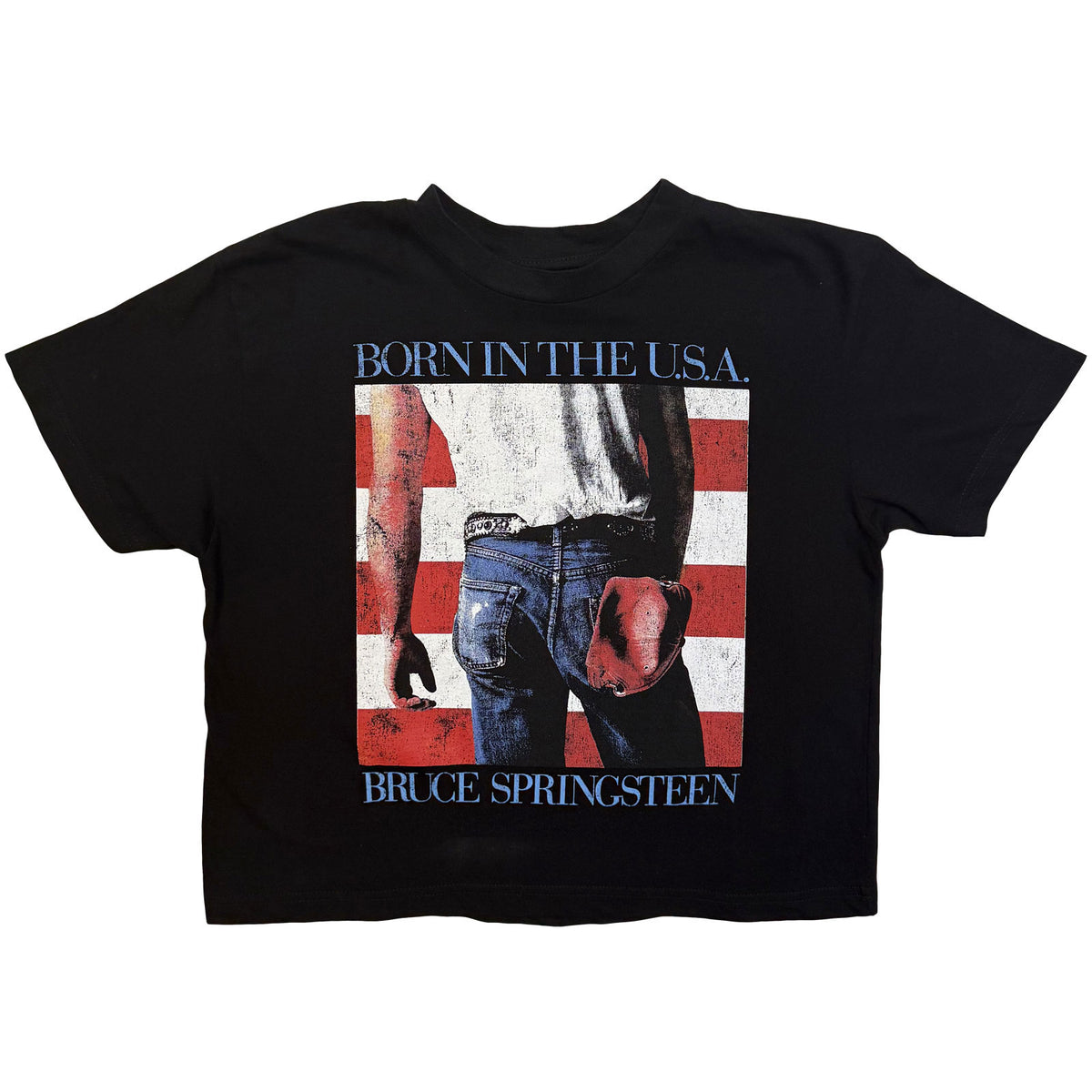 BRUCE SPRINGSTEEN - BORN IN THE USA - Ladies Crop Top Black
