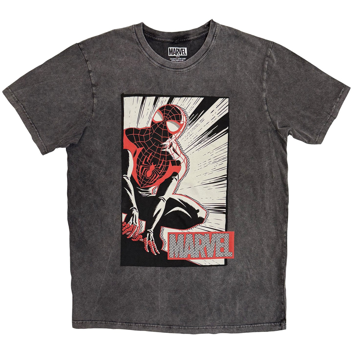 MARVEL COMICS - SPIDER-MAN CROUCH CARTOON - Stone Wash T-Shirt Grey