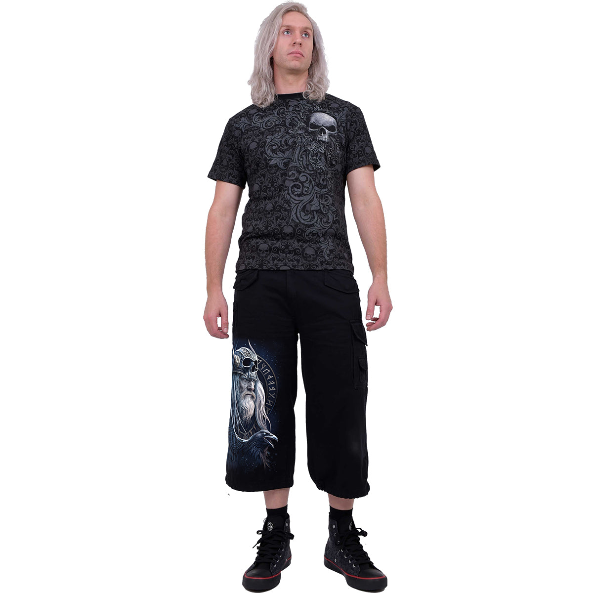 ODIN'S WARRIOR - Pantaloncini Cargo Vintage 3/4 lunghi Nero