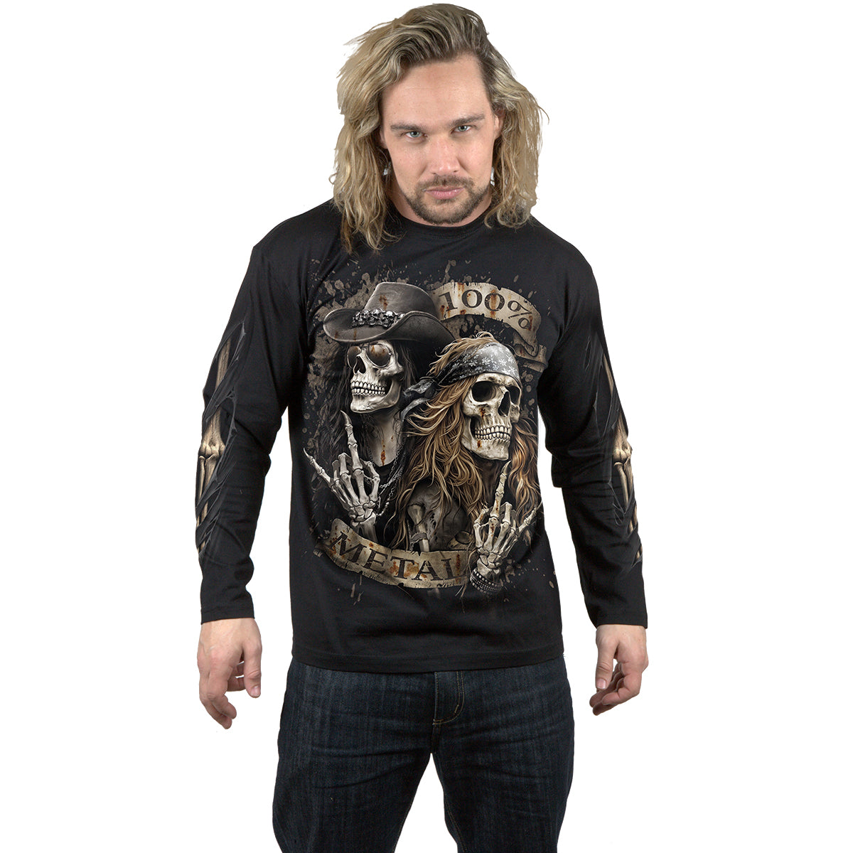 PURE METAL - Maglietta a maniche lunghe nera