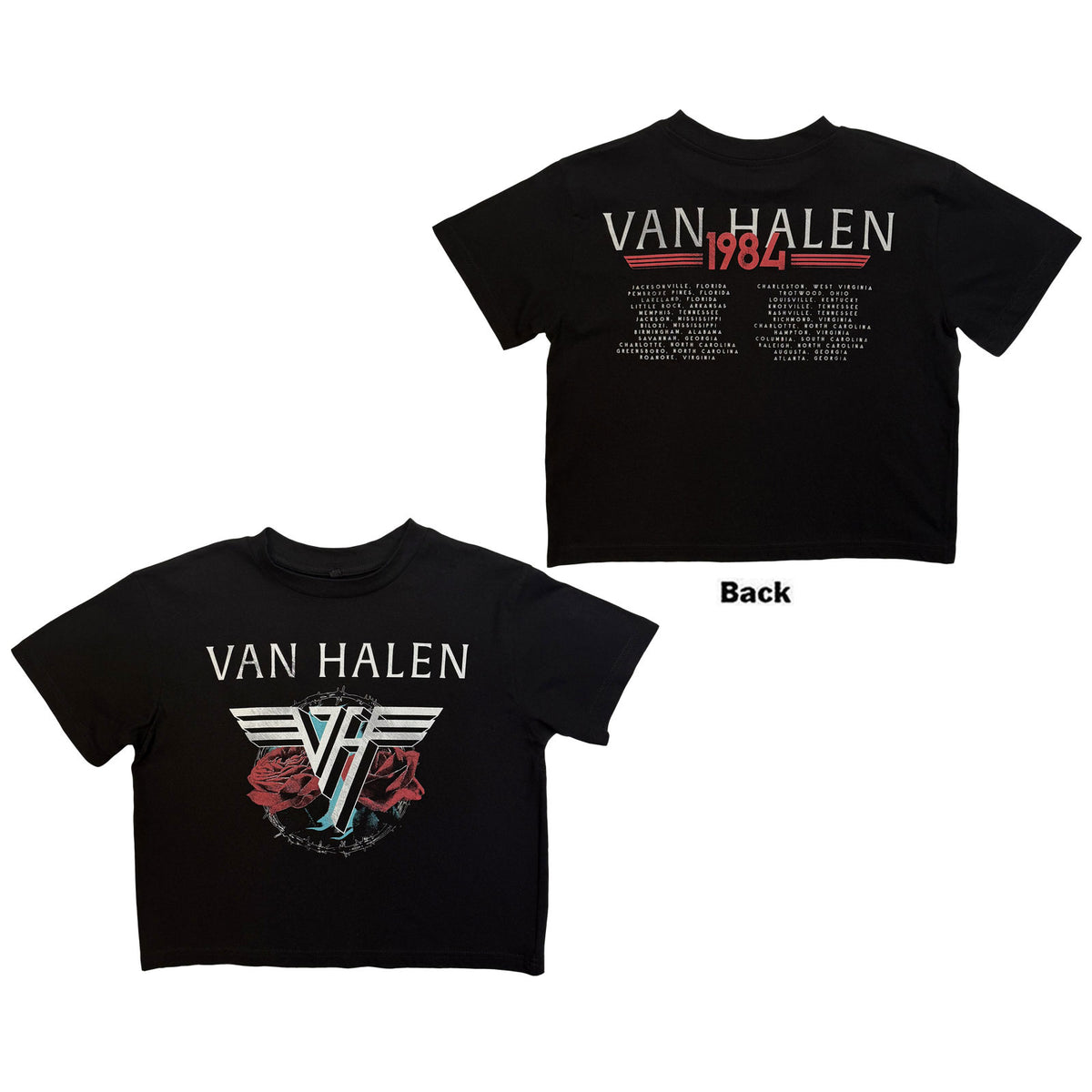 VAN HALEN - '84 TOUR - Ladies Crop Top Black