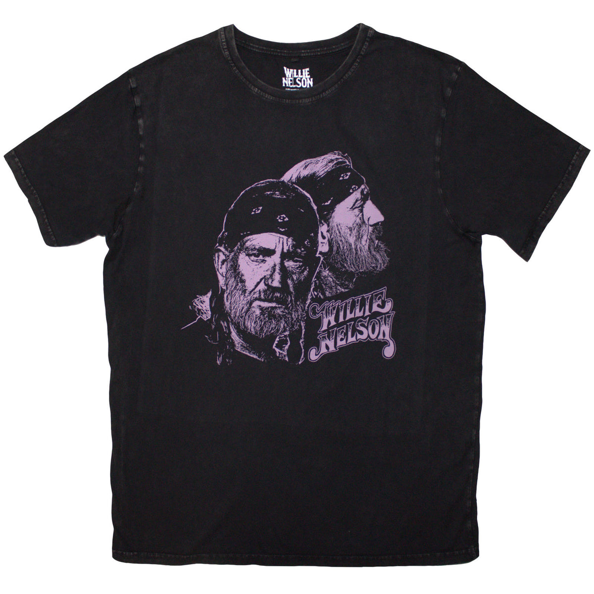 WILLIE NELSON - PURPLE GRAPHIC - Stone Wash T-Shirt Black