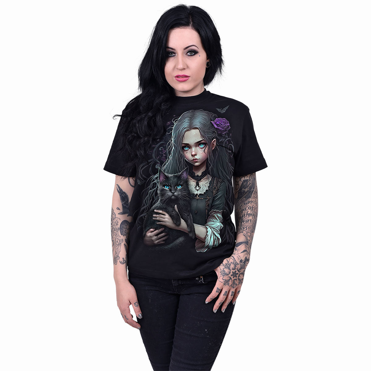 GOTH FAMILIAR - Maglietta con stampa frontale nera