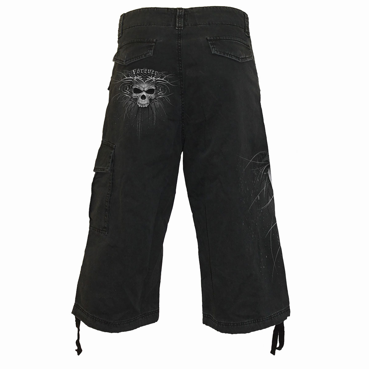 DEATH FOREVER - Pantaloncini Cargo Vintage 3/4 lunghi neri