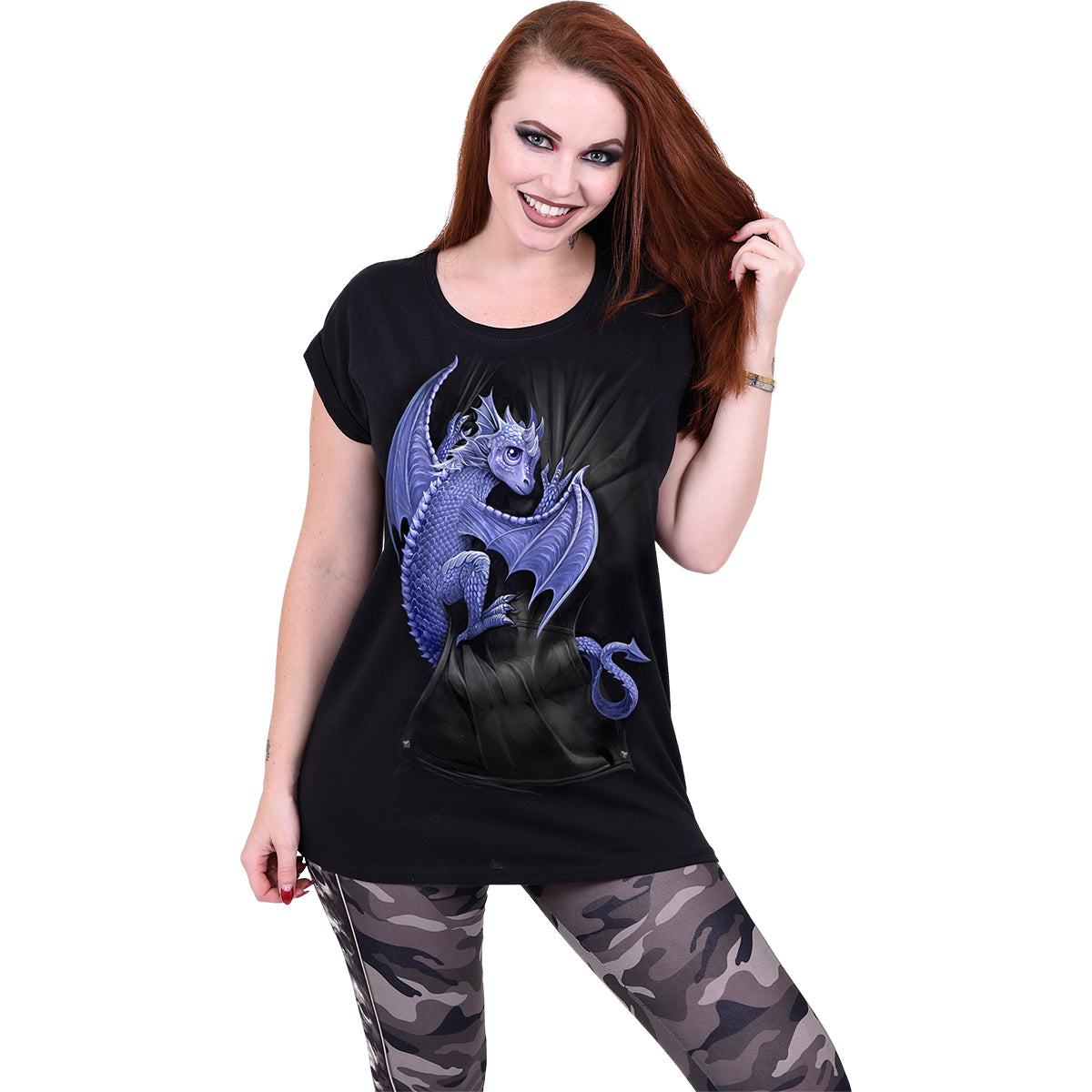 POCKET DRAGON - Maglietta con manica risvoltata e allentata