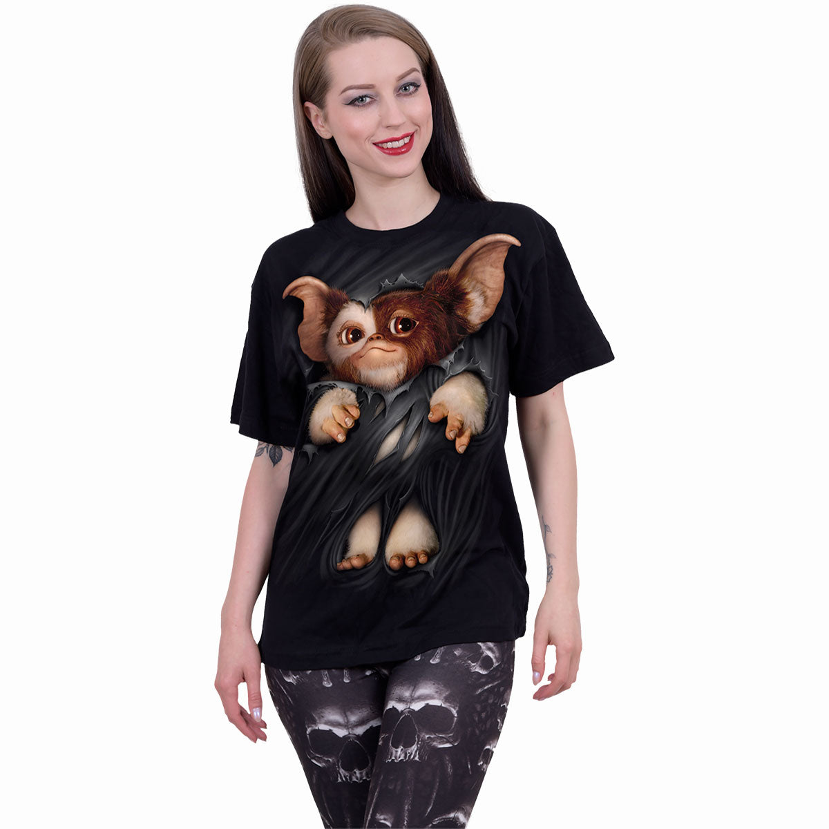 GREMLINS - GIZMO - Maglietta con stampa frontale nera