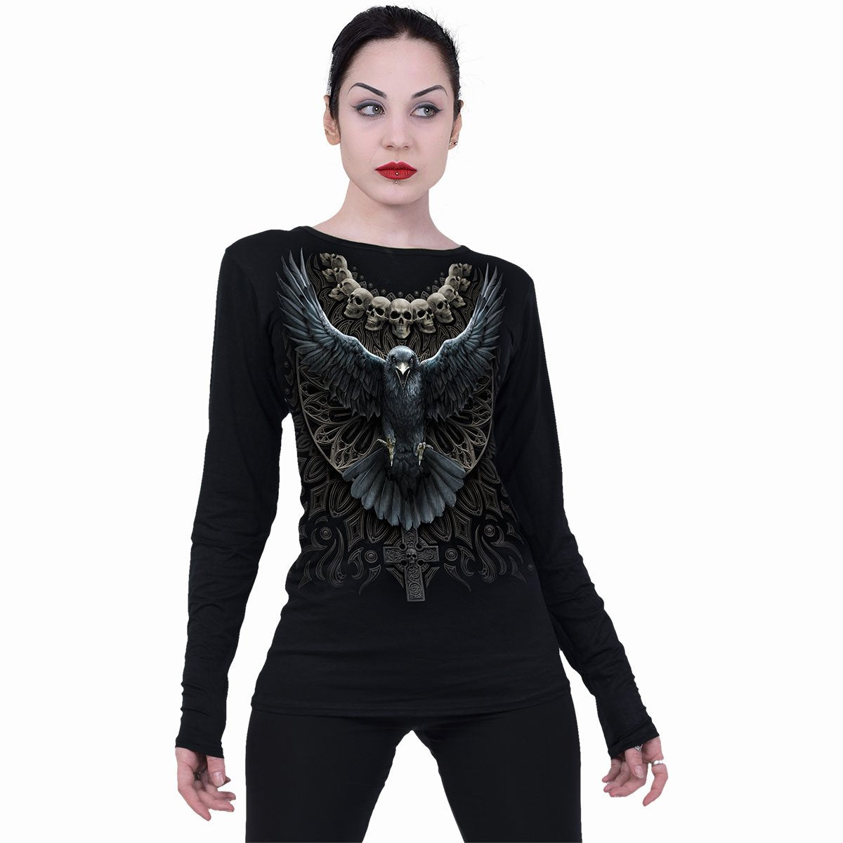 RAVEN SKULL - Top a sacco nero