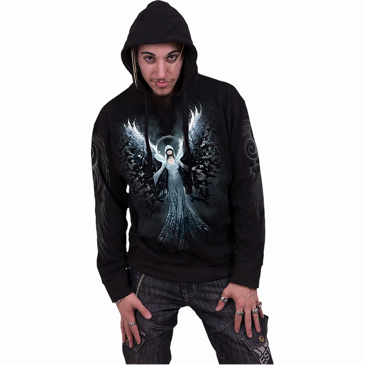 ETHEREAL ANGEL - Felpa con cappuccio nera