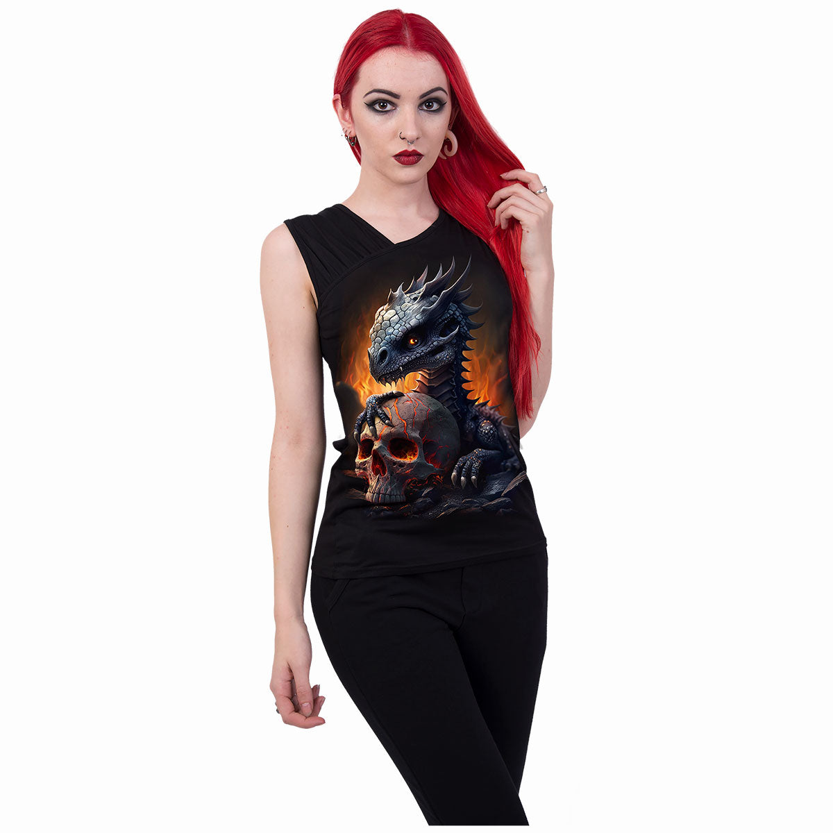 HATCHLING - Gilet con spalla arricciata nero