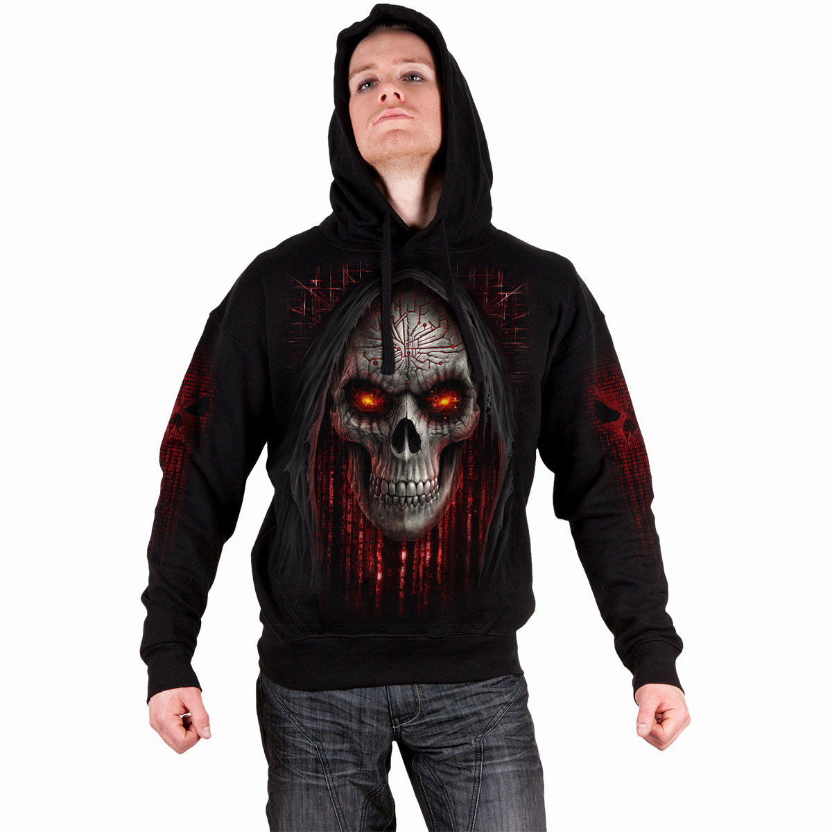 CYBER DEATH - Felpa con cappuccio nera