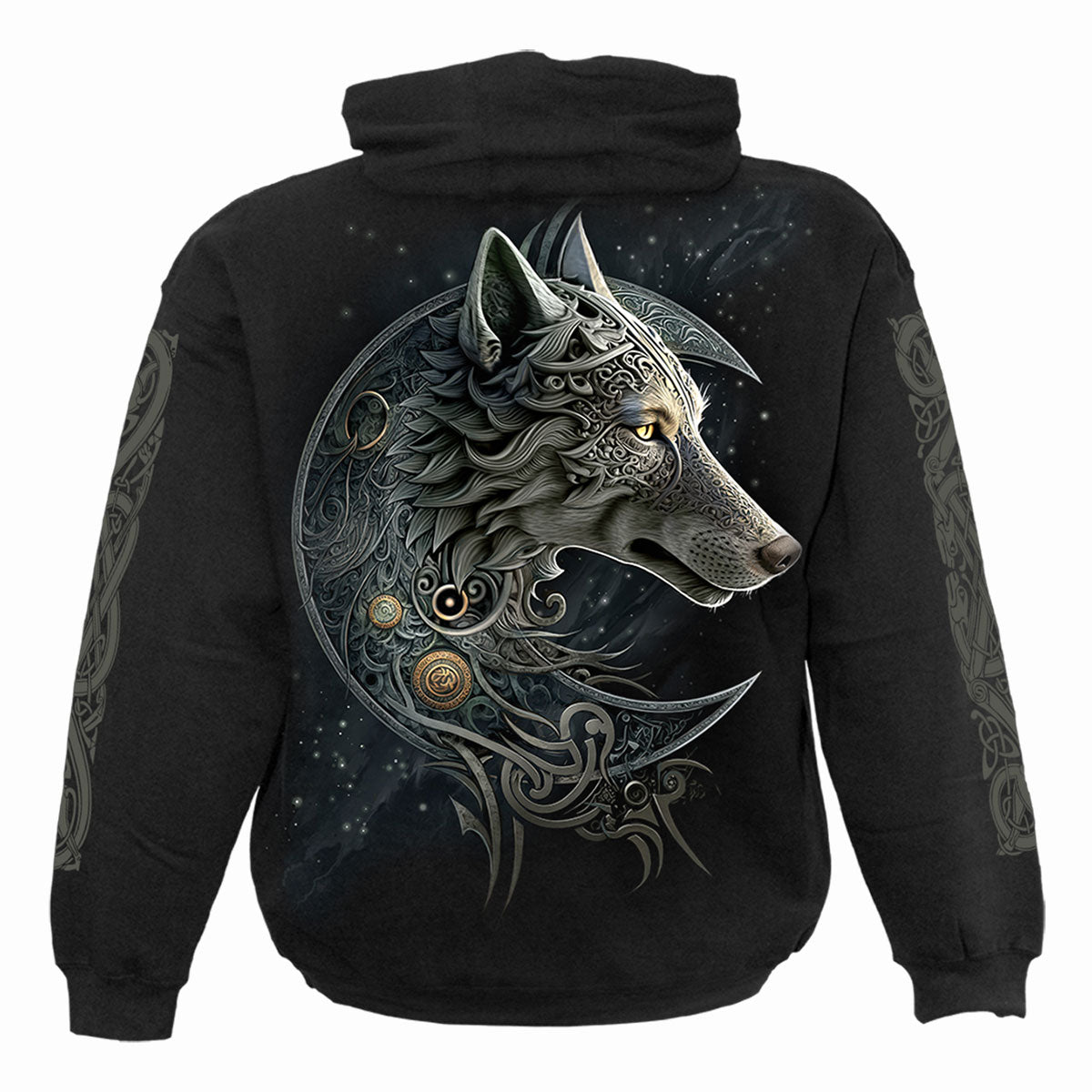 CELTIC WOLF - Felpa con cappuccio nera
