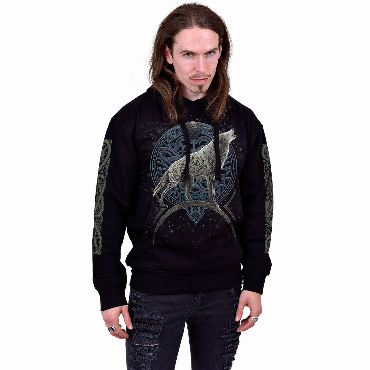 CELTIC WOLF - Felpa con cappuccio nera