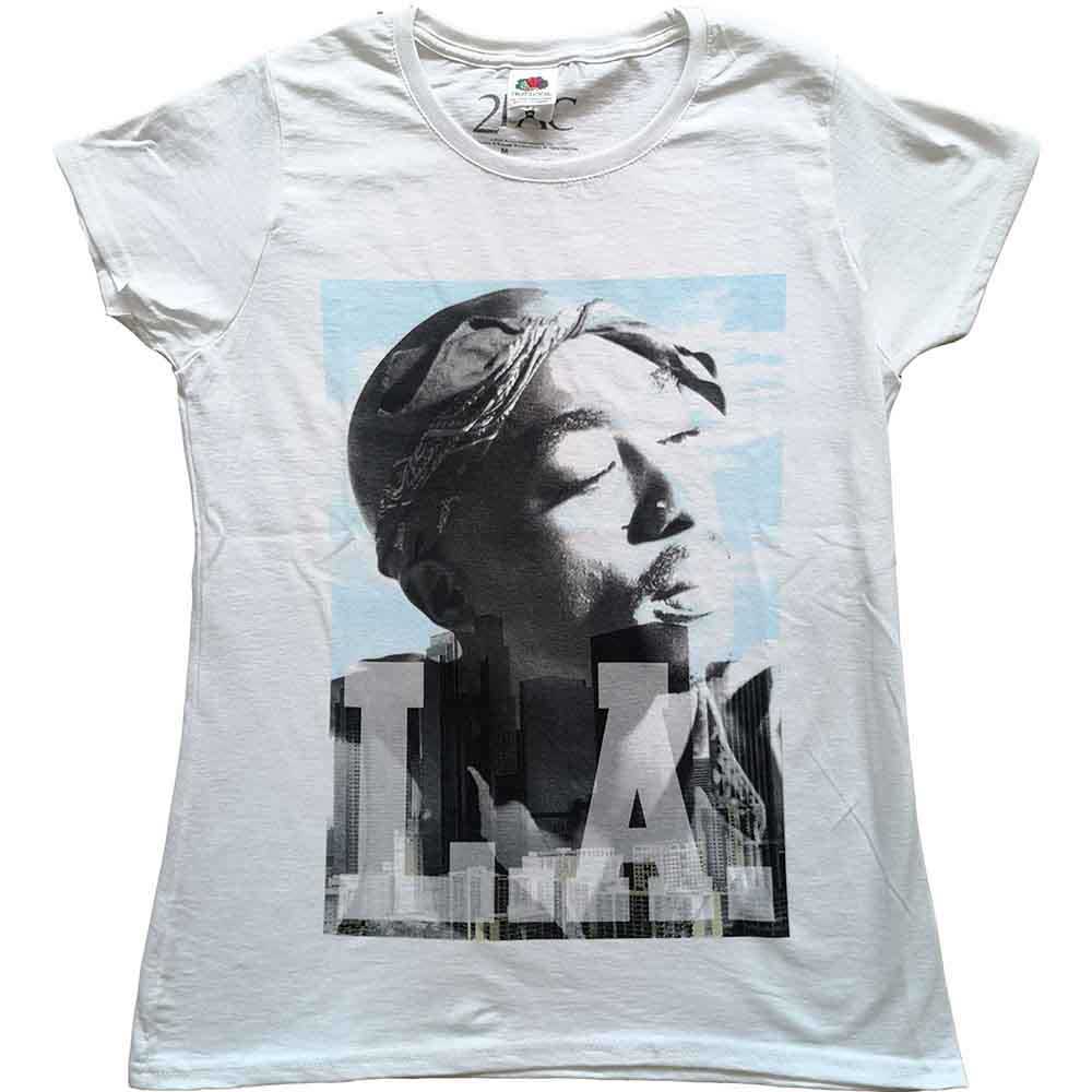 TUPAC - LA SKYLINE - Ladies T-Shirt White
