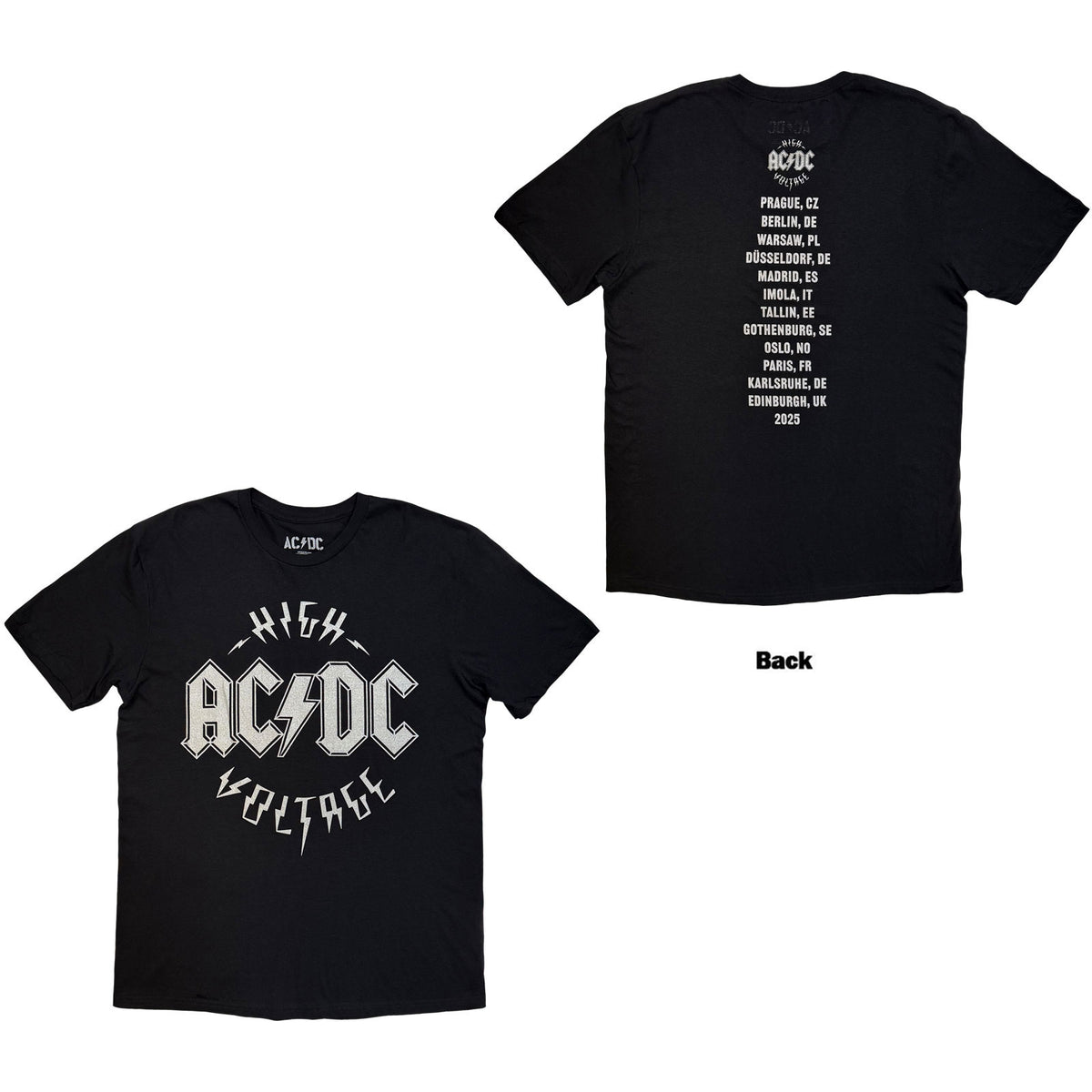 AC/DC - SILVER HIGH VOLTAGE EU TOUR '25 - T-Shirt Black