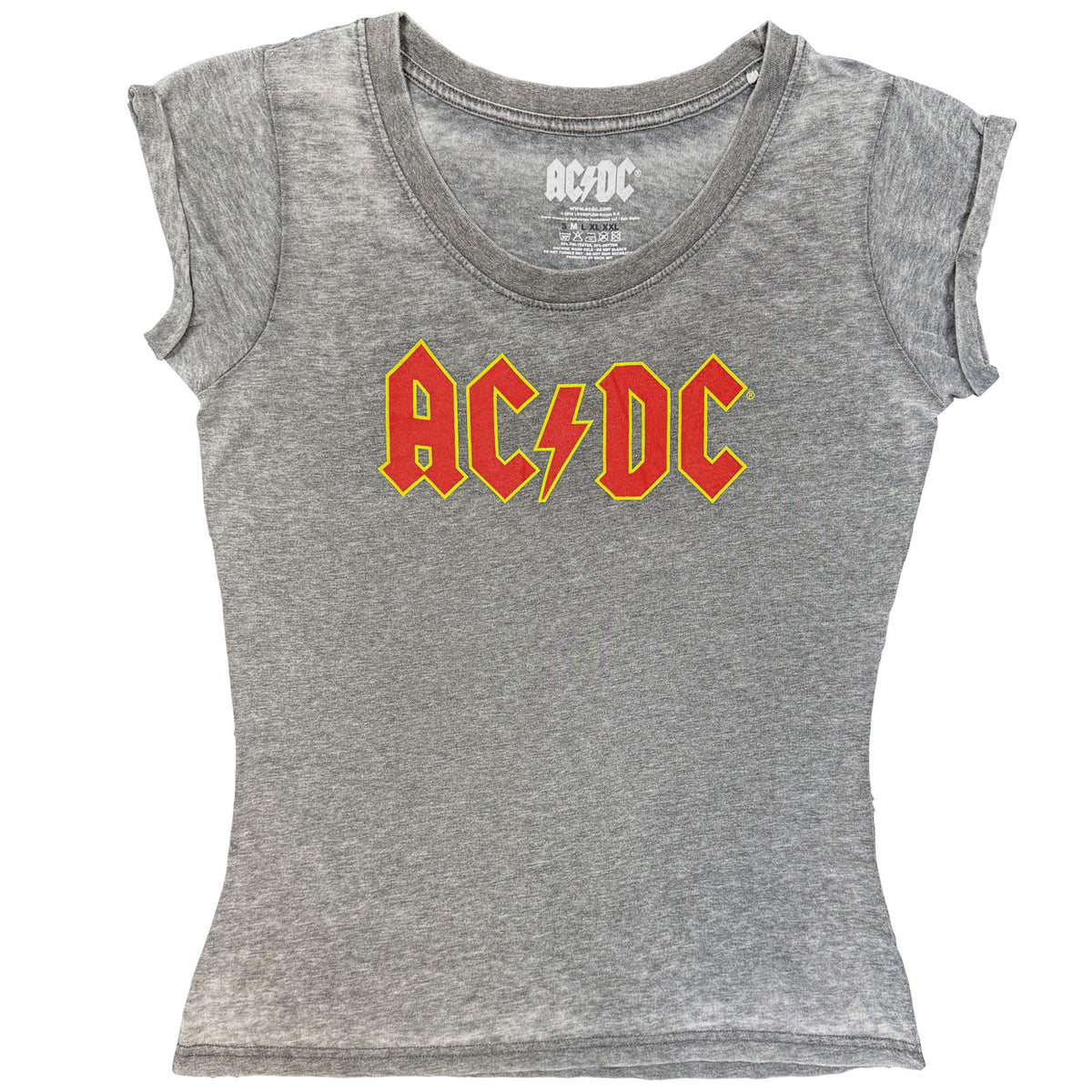 AC/DC - LOGO - Ladies Burnout T-Shirt Grey