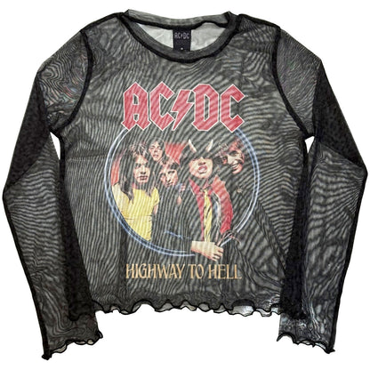 AC/DC - HIGHWAY TO HELL - Ladies Long Sleeve Crop Top Black