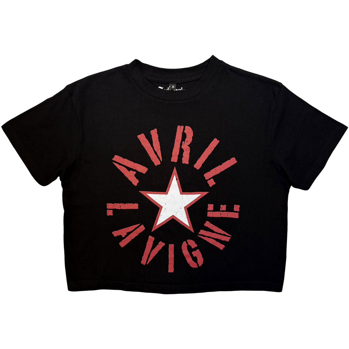 AVRIL LAVIGNE - STENCIL LOGO - Ladies Crop Top Black
