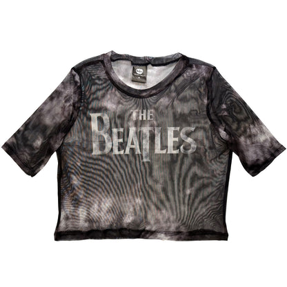 THE BEATLES - DROP T LOGO - Ladies Crop Top Black