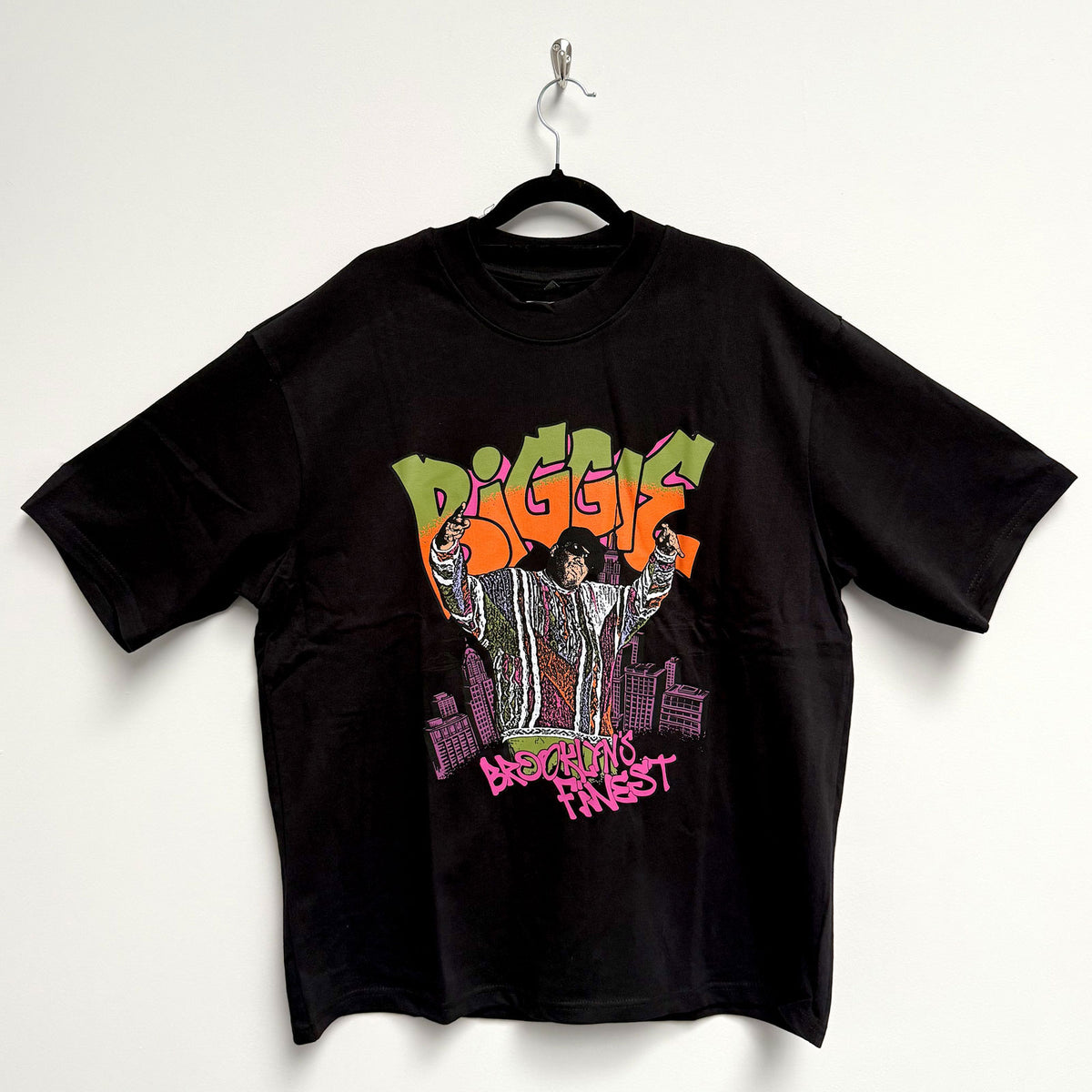 BIGGIE SMALLS - CARTOON GRAFFITI - Oversized Boxy T-Shirt Black