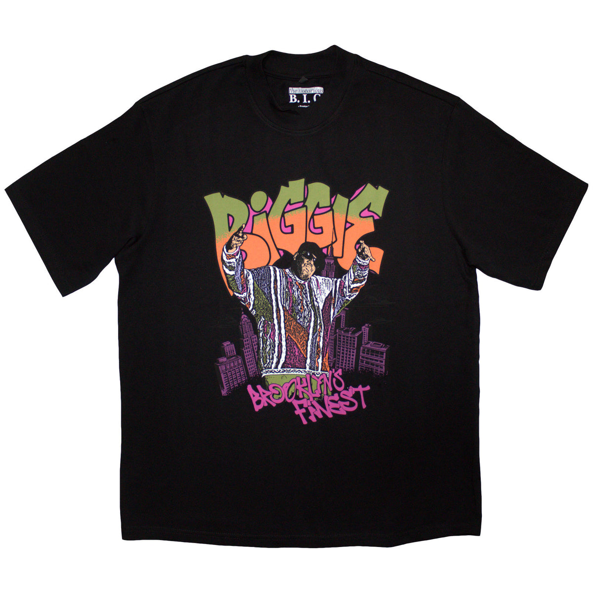 BIGGIE SMALLS - CARTOON GRAFFITI - Oversized Boxy T-Shirt Black