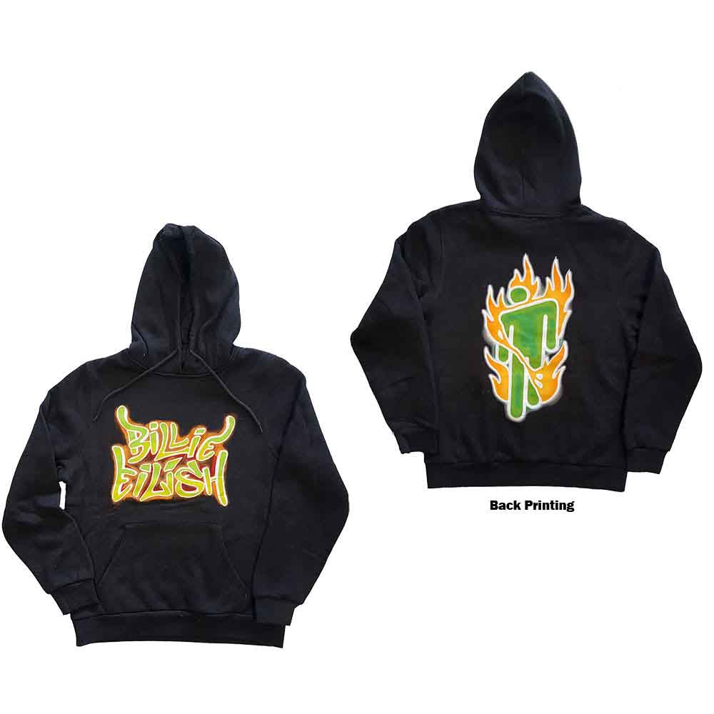 BILLIE EILISH - AIRBRUSH FLAMES BLOHSH - Pullover Hoodie Grey