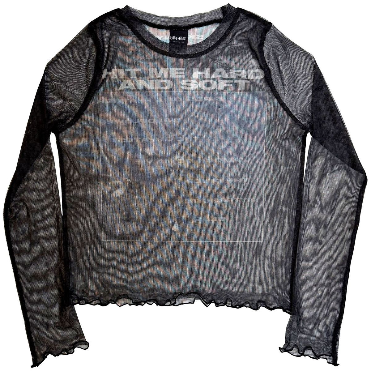 BILLIE EILISH - HMHAS TRACKLIST - Ladies Long Sleeve Crop Top Black