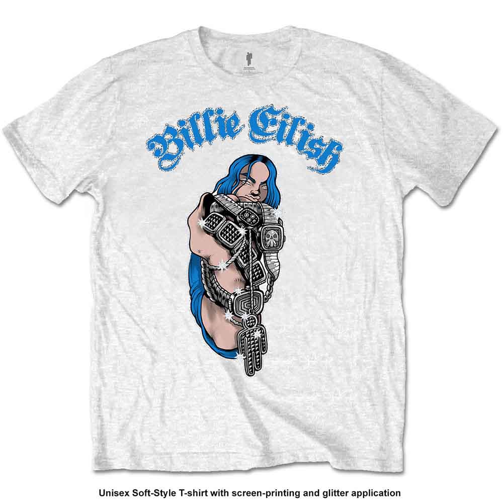 BILLIE EILISH - BLING GLITTER PRINT - T-Shirt White