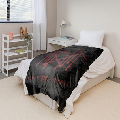 Rocksax Sleep Token Sherpa Fleece Blanket - Red Logo