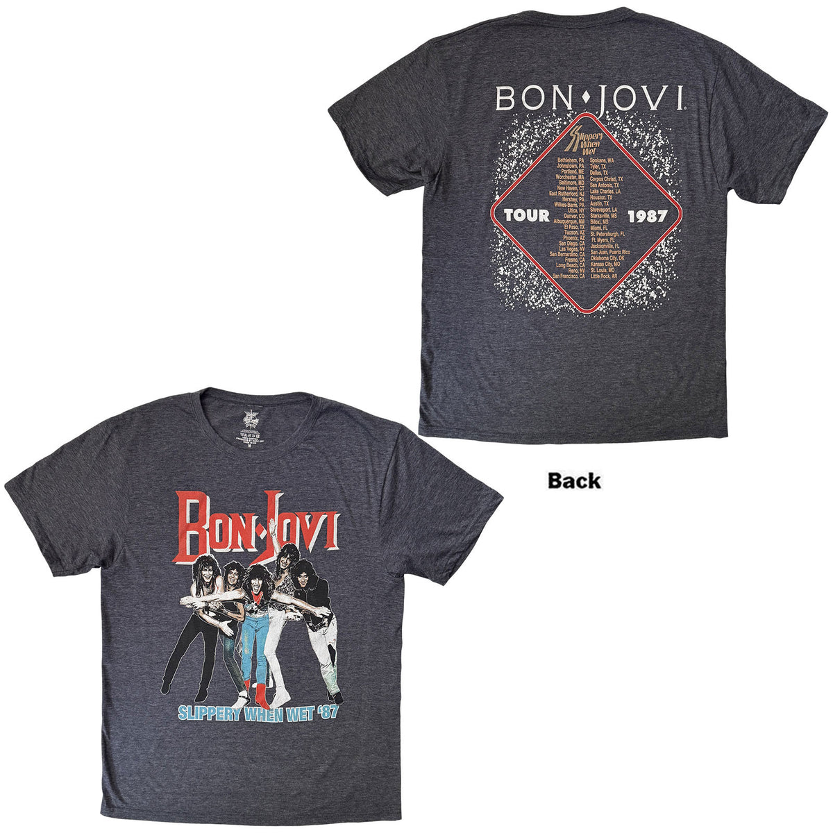 BON JOVI - SLIPPERY WHEN WET '87 - T-Shirt Denim Blue