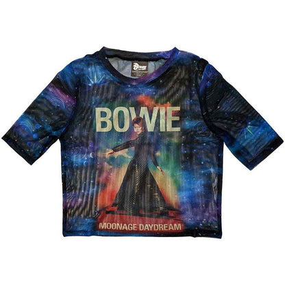 DAVID BOWIE - MOONAGE 11 FADE - Ladies Crop Top Blue
