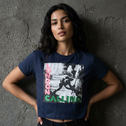 THE CLASH - LONDON CALLING - Ladies Crop Top Blue
