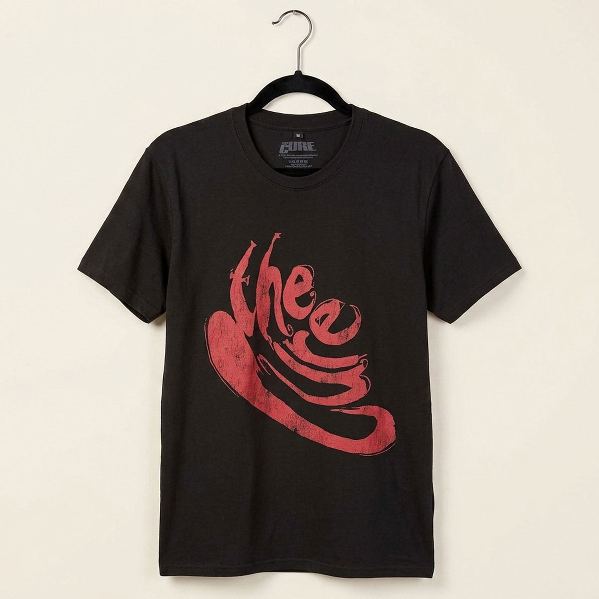 THE CURE - SWIRL LOGO - Carbon T-Shirt Black